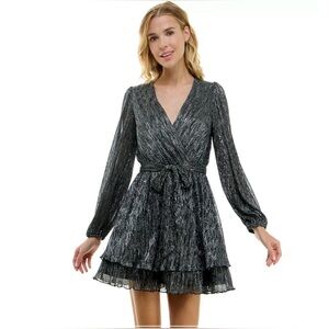 Dress forum black long sleeve shimmery mini dress